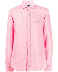 Camicia a maniche lunghe di lino rosa di Polo Ralph Lauren