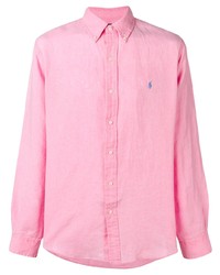 Camicia a maniche lunghe di lino rosa di Ralph Lauren