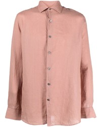 Camicia a maniche lunghe di lino rosa di Zegna
