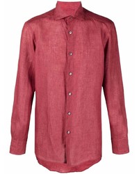 Camicia a maniche lunghe di lino rossa di Ermenegildo Zegna