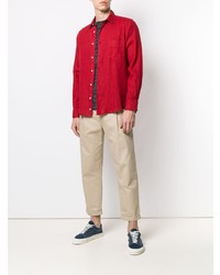 Camicia a maniche lunghe di lino rossa di Aspesi