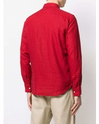 Camicia a maniche lunghe di lino rossa di Aspesi