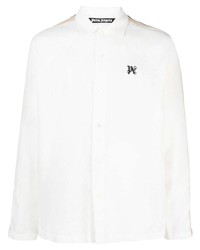 Camicia a maniche lunghe di lino stampata bianca di Palm Angels