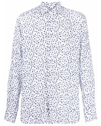 Camicia a maniche lunghe di lino stampata bianca di Xacus