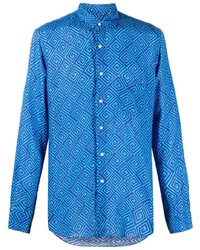 Camicia a maniche lunghe di lino stampata blu di PENINSULA SWIMWEA