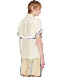 Camicia a maniche lunghe di lino stampata marrone chiaro di HARAGO