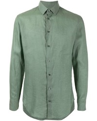 Camicia a maniche lunghe di lino verde menta di Giorgio Armani