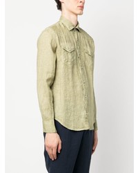 Camicia a maniche lunghe di lino verde menta di Eleventy