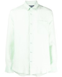 Camicia a maniche lunghe di lino verde menta di Vilebrequin