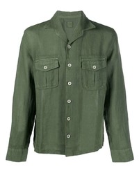 Camicia a maniche lunghe di lino verde oliva di 120% Lino