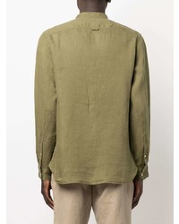 Camicia a maniche lunghe di lino verde oliva di Woolrich