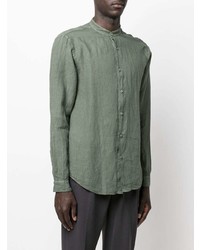 Camicia a maniche lunghe di lino verde oliva di Costumein