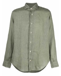 Camicia a maniche lunghe di lino verde oliva di Eleventy