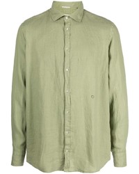 Camicia a maniche lunghe di lino verde oliva di Massimo Alba