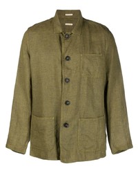 Camicia a maniche lunghe di lino verde oliva di Massimo Alba