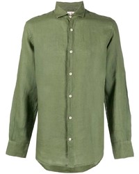 Camicia a maniche lunghe di lino verde oliva di MC2 Saint Barth