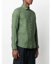 Camicia a maniche lunghe di lino verde oliva di Drumohr