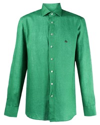 Camicia a maniche lunghe di lino verde di Etro