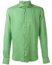 Camicia a maniche lunghe di lino verde di Fay