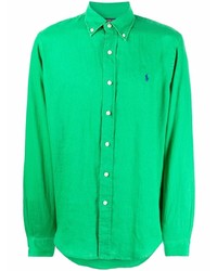 Camicia a maniche lunghe di lino verde di Polo Ralph Lauren