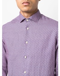 Camicia a maniche lunghe di lino viola chiaro di Drumohr