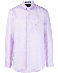 Camicia a maniche lunghe di lino viola chiaro di Philipp Plein