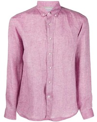 Camicia a maniche lunghe di lino viola melanzana