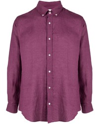 Camicia a maniche lunghe di lino viola melanzana di Bluemint