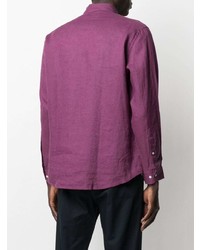 Camicia a maniche lunghe di lino viola melanzana di Bluemint