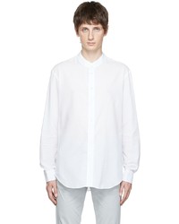 Camicia a maniche lunghe di seersucker bianca di Giorgio Armani