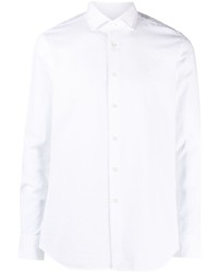 Camicia a maniche lunghe di seersucker bianca di Xacus