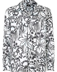 Camicia a maniche lunghe di seta a fiori bianca di Fendi