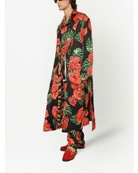 Camicia a maniche lunghe di seta a fiori nera di Dolce & Gabbana