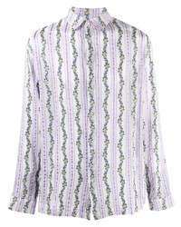 Camicia a maniche lunghe di seta a fiori viola chiaro di ARDUSSE