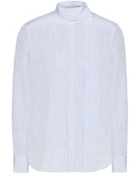 Camicia a maniche lunghe di seta a righe verticali bianca di Valentino Garavani