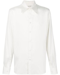 Camicia a maniche lunghe di seta bianca di Alexander McQueen