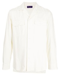 Camicia a maniche lunghe di seta bianca di Ralph Lauren Purple Label
