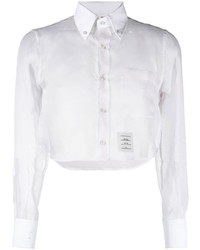 Camicia a maniche lunghe di seta bianca di Thom Browne