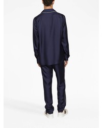 Camicia a maniche lunghe di seta blu scuro di Dolce & Gabbana