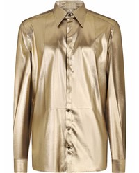 Camicia a maniche lunghe di seta dorata di Dolce & Gabbana