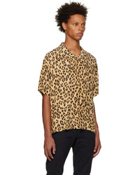 Camicia a maniche lunghe di seta leopardata marrone chiaro di VISVIM