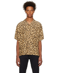 Camicia a maniche lunghe di seta leopardata marrone chiaro di VISVIM