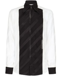 Camicia a maniche lunghe di seta nera e bianca di Dolce & Gabbana