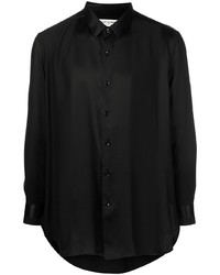 Camicia a maniche lunghe di seta nera di Saint Laurent
