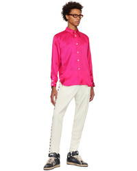 Camicia a maniche lunghe di seta ricamata rosa di Late Checkout