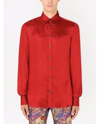 Camicia a maniche lunghe di seta rossa di Dolce & Gabbana