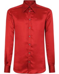 Camicia a maniche lunghe di seta rossa di Dolce & Gabbana