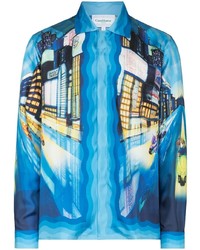 Camicia a maniche lunghe di seta stampata acqua di Casablanca
