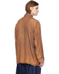 Camicia a maniche lunghe di seta stampata arancione di Maison Margiela