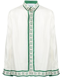 Camicia a maniche lunghe di seta stampata bianca di Casablanca